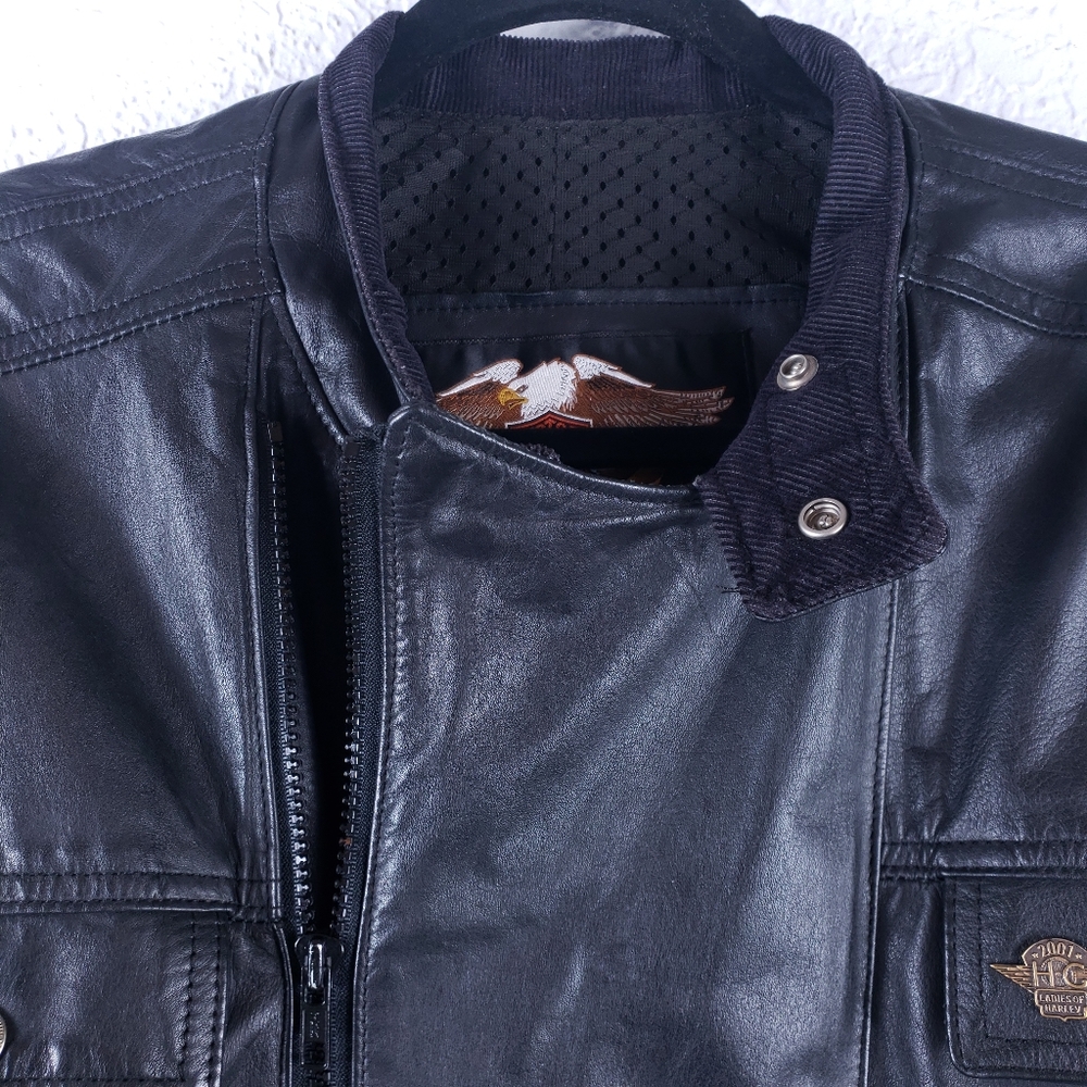 HARLEY-DAVIDSON Women's Motorcycle Leather - Black Jacket - Size Small - Picture 5 of 16